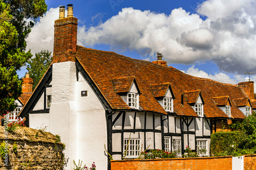 Bidford upon Avon Picturesque old village with old houses. Nr. Stratford upon Avon, Warwickshire, England UK. August 15th. 2020. It is a sunny warm day in summer. There are no people in the picture.  photo