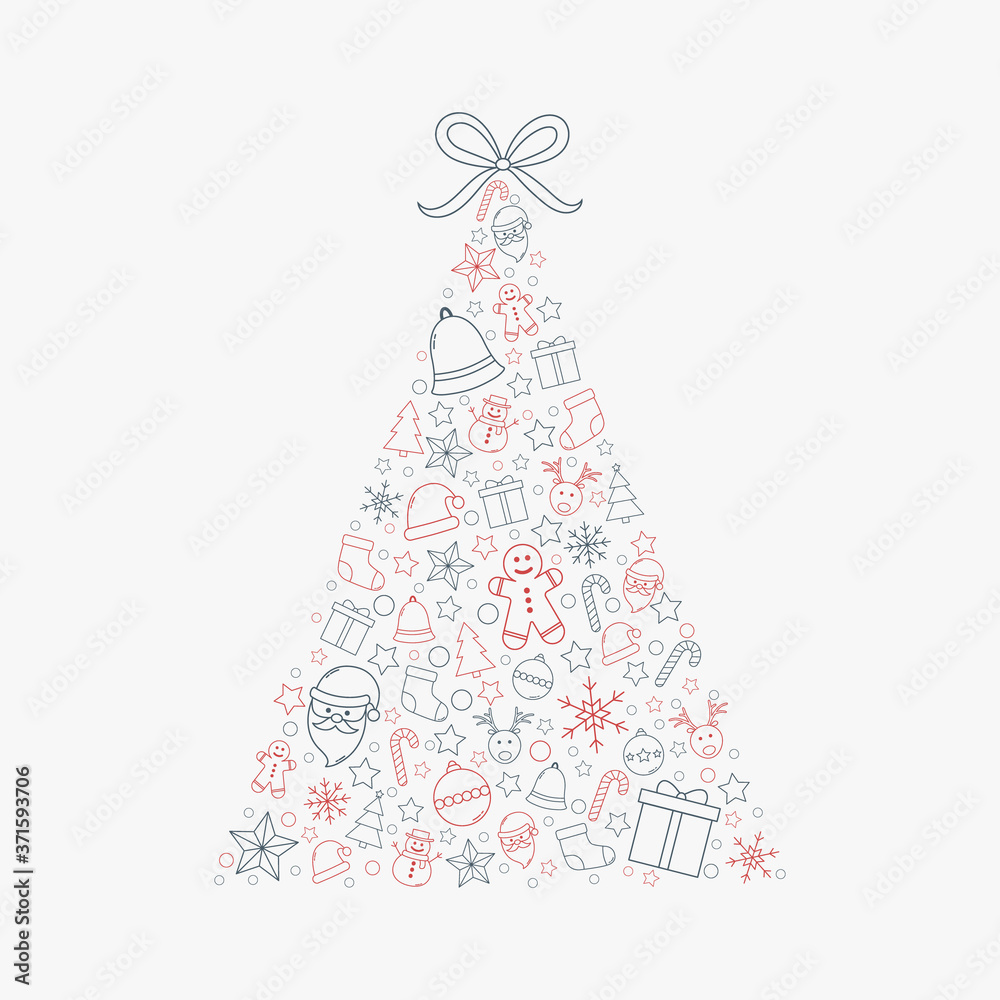 Beautiful Christmas tree on white background. Xmas ornament. Vector Beautiful Christmas tree on white background. Xmas ornament. Vector