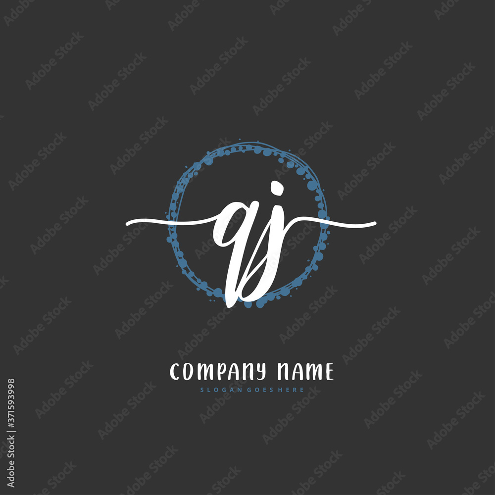 Q J QJ Initial handwriting and signature logo design with circle. Beautiful design handwritten logo for fashion, team, wedding, luxury logo. Q J QJ Initial handwriting and signature logo design with circle. Beautiful design handwritten logo for fashion, team, wedding, luxury logo.