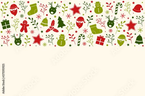 Wallpaper Mural Christmas greeting card with copyspace. Xmas background with decorative icons. Vector Torontodigital.ca