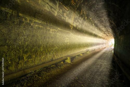 Abandoned Railway Tunnel in the plateau, French architecture built in the 19th century and exists today near Dalat, Vietnam.