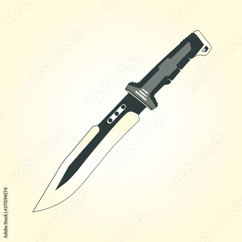 Combat Knife black And White Isolated Image Silhouette vector Illustration