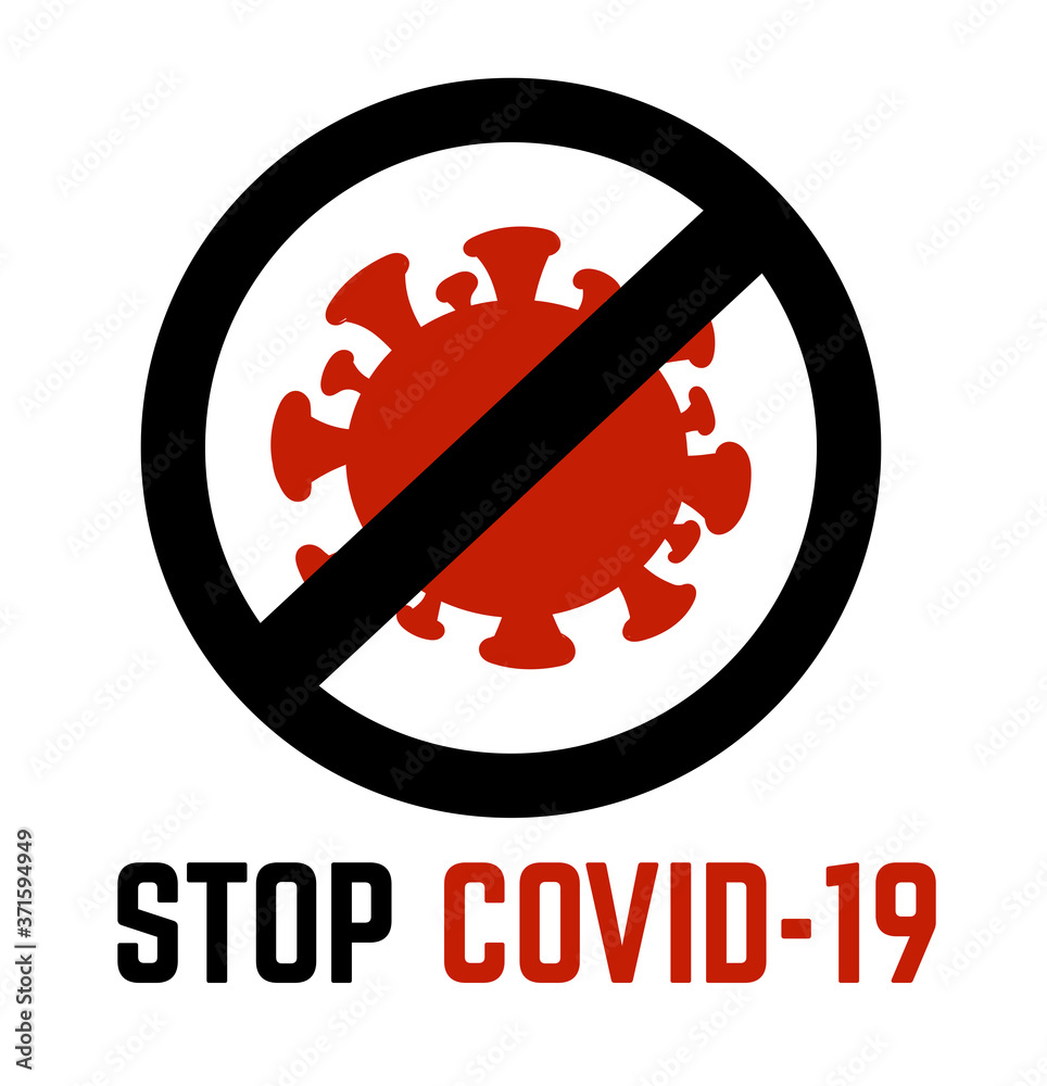 Stop Covid-19 sign. Vector illustration in red and black colours