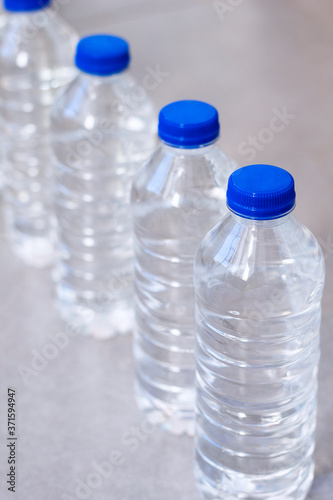 Plastic bottles worth with clean cool mineral water
