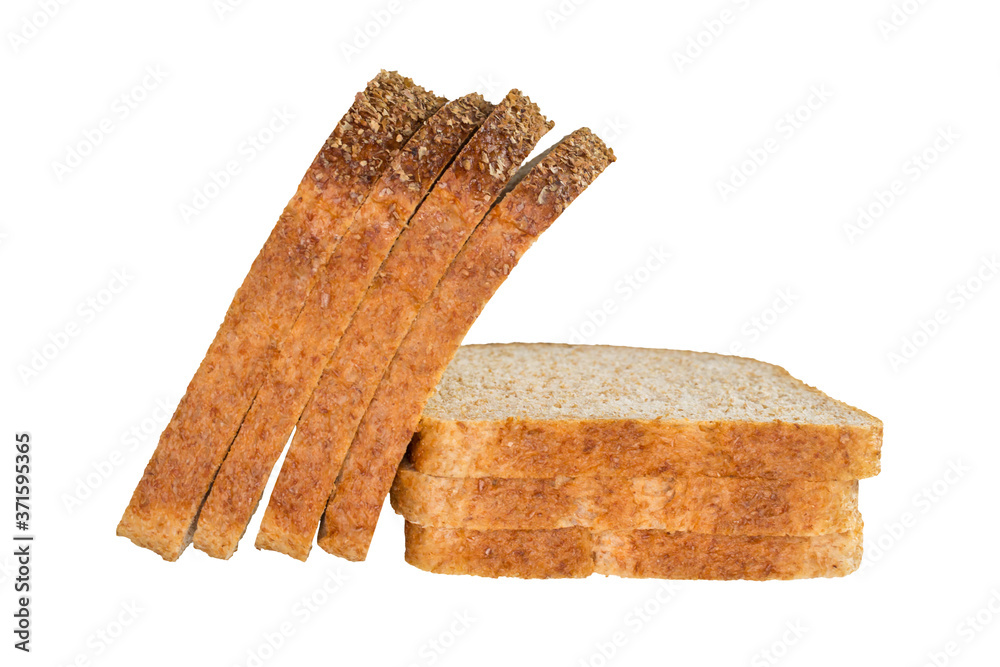 Close-up image white bread against the white background