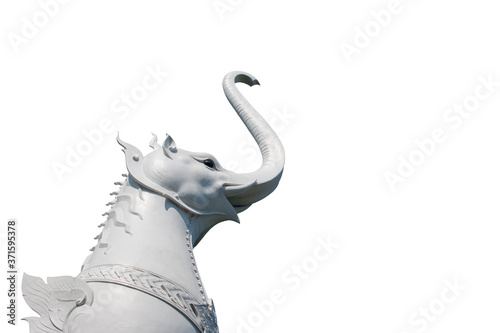 Obraz na płótnie Kodchasri statue in temple Thailand against the white background (Lion Head Elephant) w salonie