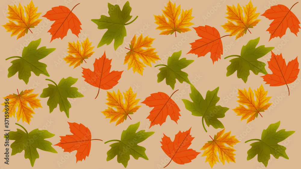 Fototapeta premium Seamless pattern with autumn leaves. Design for wallpaper, gift paper, pattern fills, web page background, autumn greeting cards.