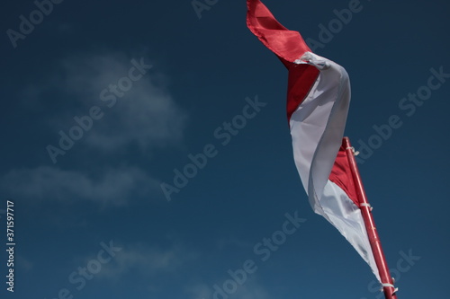 indonesia flags under blue sky independence day concept
