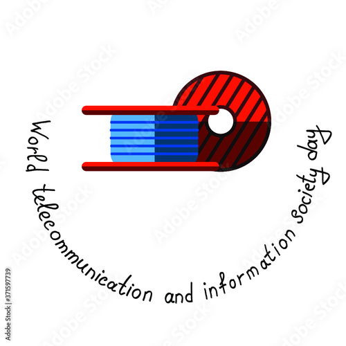 Vector illustration in a flat style with cable coils and the inscription