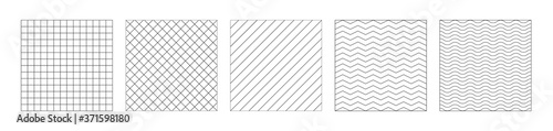 Set of graph paper vector background. Paper pattern grid lines. Grid, oblique, wavy and curved lines isolated on background.