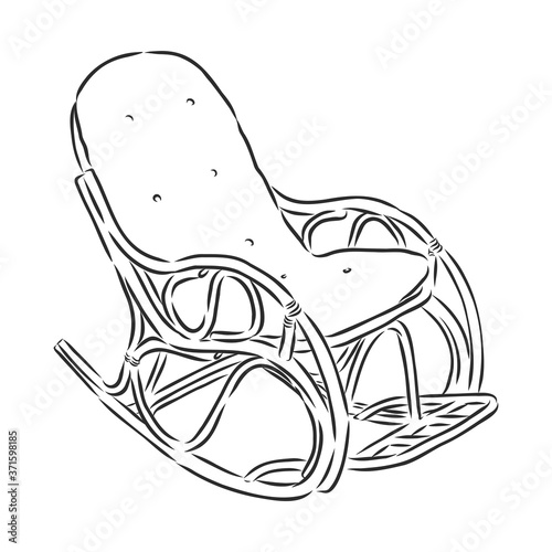 rocking chair, rocker in the style of linear art, line graph. soft furniture with rounded shapes. Vector