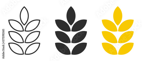 Gluten free vector icon set. Wheat grains isolated on white background. No gluten symbol vector.