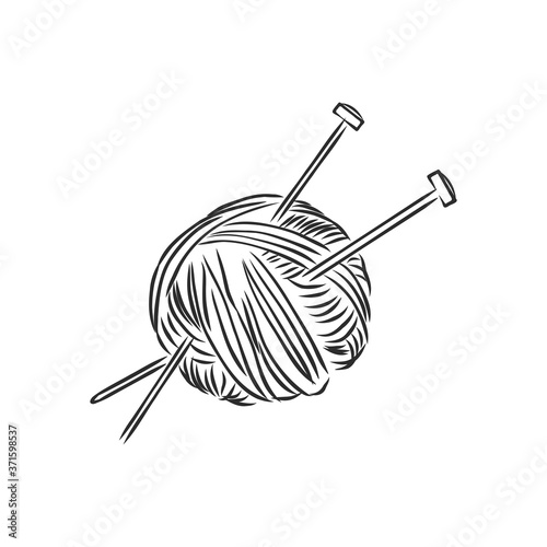 Ball of yarn for knitting. Vector illustration sketch