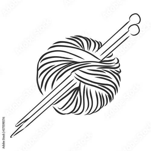 Ball of yarn for knitting. Vector illustration sketch