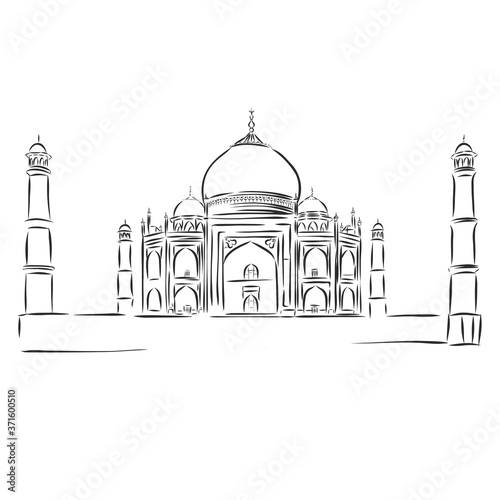 Free hand sketch collection: Taj Mahal, Agra, India. vector illustration
