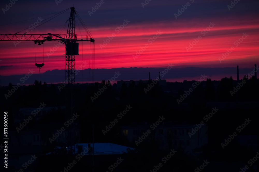 construction site at dusk