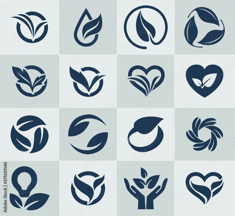 Vector icon set for leaf