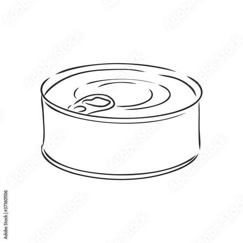 Hand drawn sketch of Food Can isolated, Black and White simple line. Line Drawn Vector