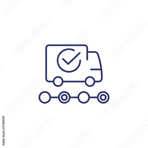 delivery truck line icon on white