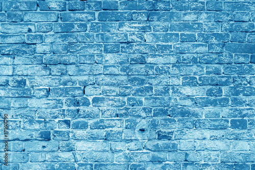 Blue brick building wall. Interior of a modern loft. Background for design and interview recording.