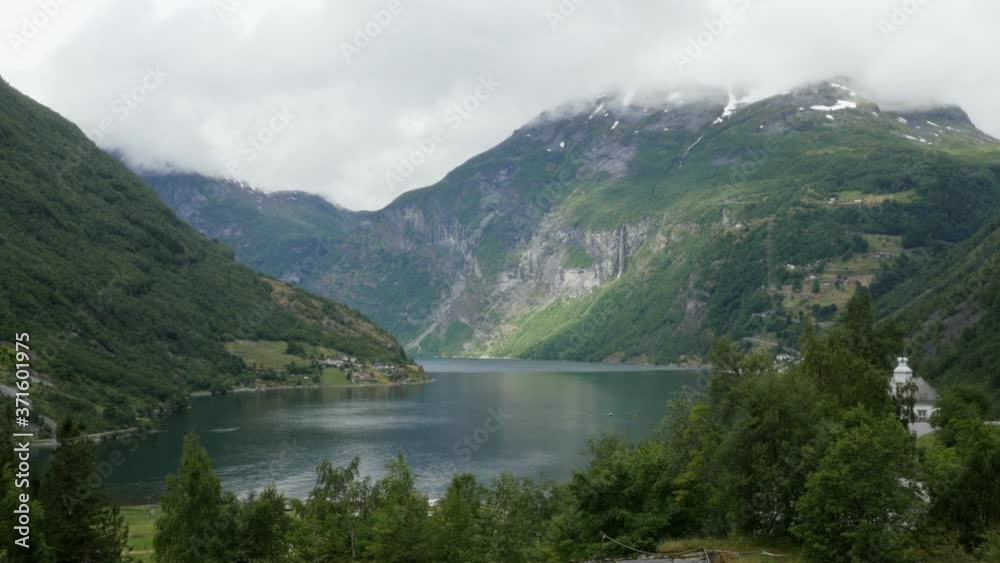 Shot of Geiranger and Geiranger Fjord, Norway, 4 Shot of Geiranger and Geiranger Fjord, Norway, 4