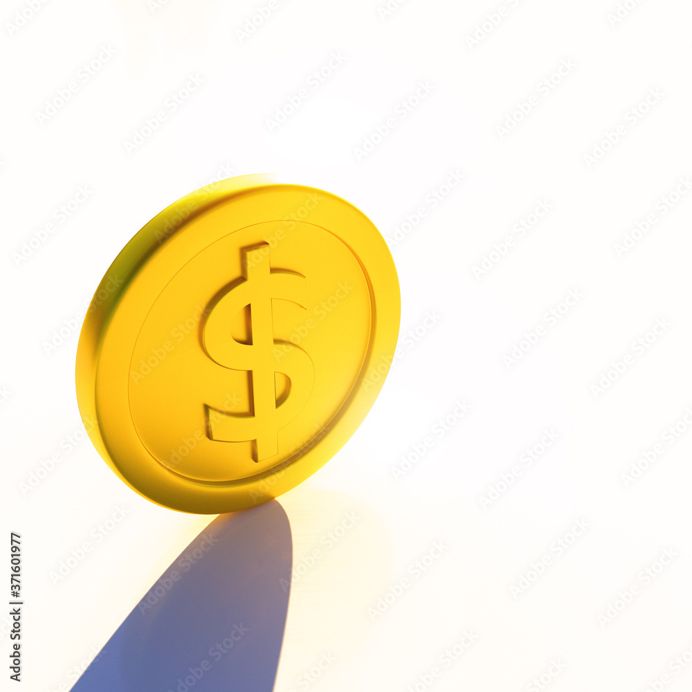 3D gold coin under sunset background. Saving and grow money concept. 3D rendering 3D gold coin under sunset background. Saving and grow money concept. 3D rendering