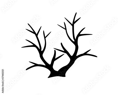 Bush - black vector silhouette for pictogram or logo. Autumn Dry Bush without Leaves - sign or icon.