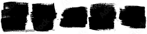 Set of vector brush strokes. Dirty ink texture splatters. Grunge rectangle text boxes	
