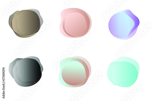 Vector blots, abstract multicolored pastel drops for design of application backgrounds, social media backdrops. Smooth transitions of colors in drip shapes. Gradient and transparency.