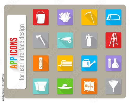 garden tools icon set