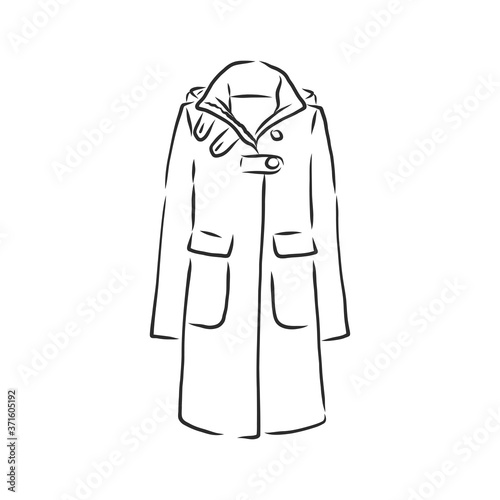 Coat female with long sleeves and pockets. vector. coat, vector sketch illustration