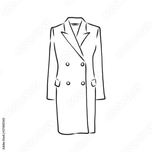 Coat female with long sleeves and pockets. vector. coat, vector sketch illustration © Elala 9161