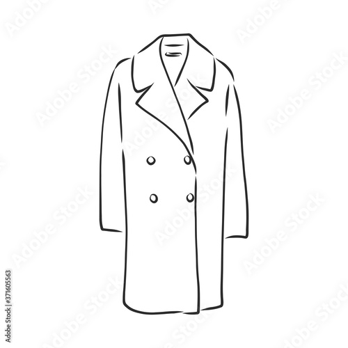 Coat female with long sleeves and pockets. vector. coat, vector sketch illustration