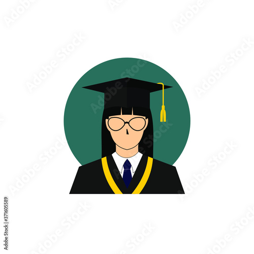image of a woman wearing a graduation gown and wearing glasses, student, university, hat