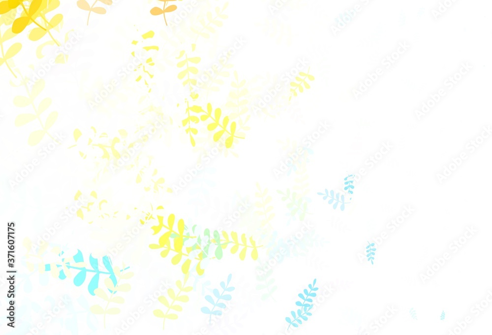 Light Blue, Yellow vector abstract design with leaves. Light Blue, Yellow vector abstract design with leaves.