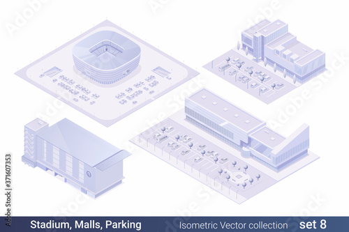 Isometric Flat 3D Architecture Building vector collection: