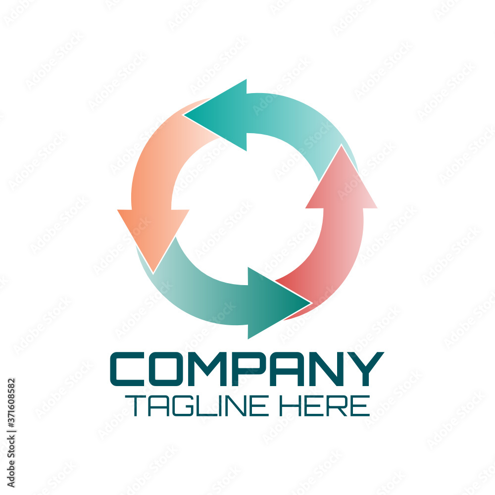 Gradient vector logo with circle shape illustration of arrows Gradient vector logo with circle shape illustration of arrows