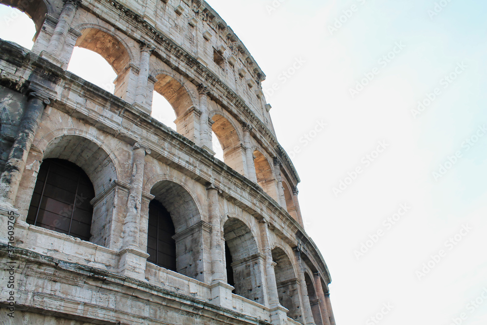 section of colosseum against white
