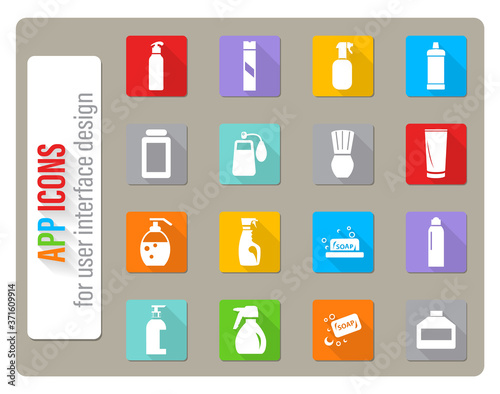 household chemicals icon set