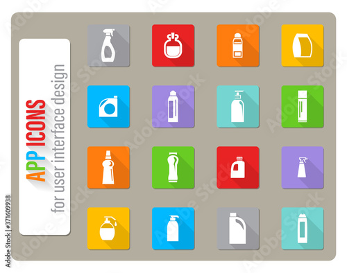 household chemicals icon set