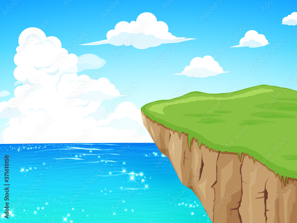 崖と海と空の風景 背景イラスト Stock Vector Adobe Stock