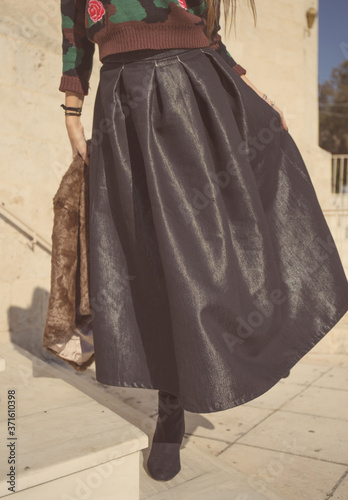 dark skirt on a woman