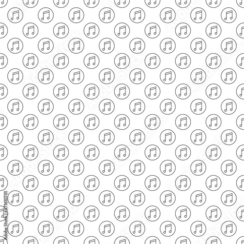 Musical Note in Circle seamless pattern - vector Music background made with round line icon