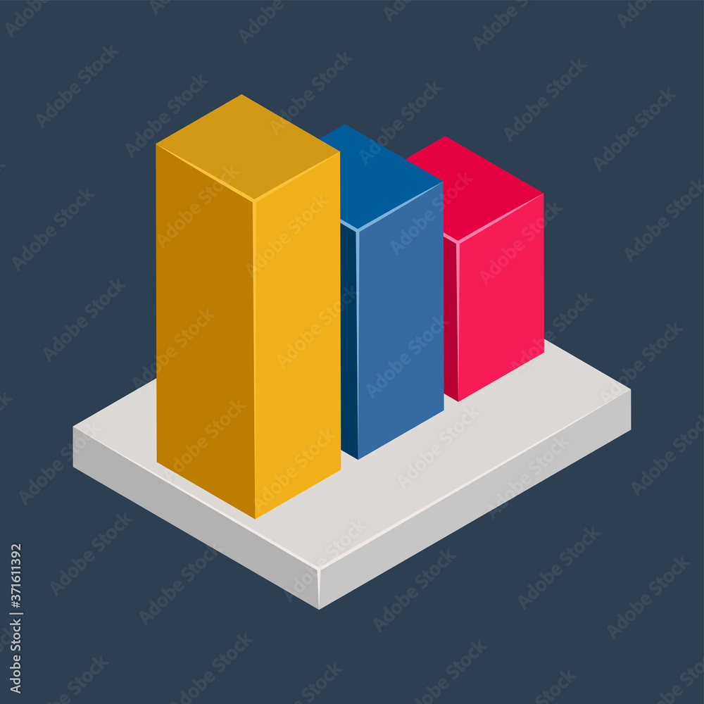 Banking & finance, Graph bars, Isometric 3D icon. Banking & finance, Graph bars, Isometric 3D icon.