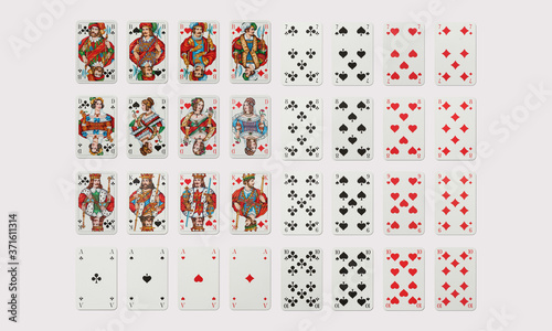 Playing cards on a white background