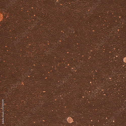 Metallic Copper Sprinkled Pattern on Reddish Brown Leather Texture Background