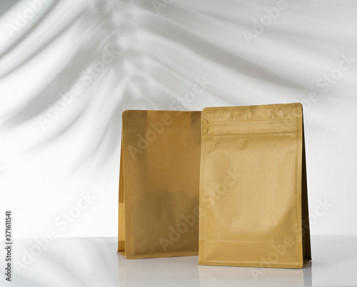 Canvas Print blank brown paper standing pouch mockup