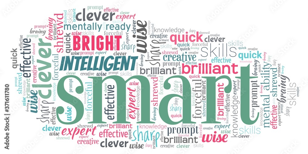 Obraz premium Smart word cloud isolated on a white background.