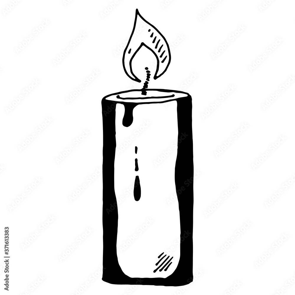 Candle. Vector of a festive candle. Hand drawn christmas lighted candle. Candle. Vector of a festive candle. Hand drawn christmas lighted candle.