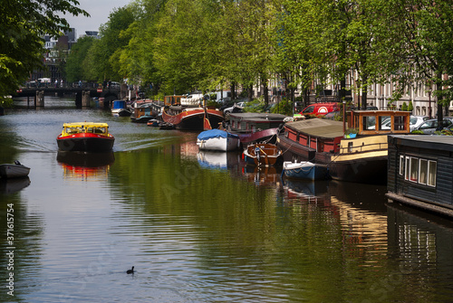 summer boat trip on the canals of Amsterdam, Netherlands